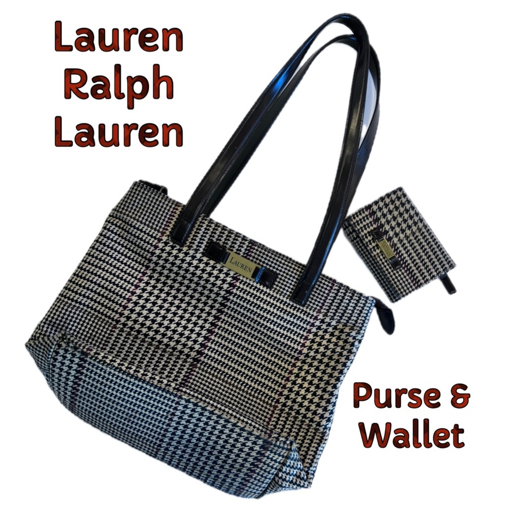 Lauren Ralph Lauren PURSE & WALLET Checkered Houndstooth Quiet Luxury Preppy